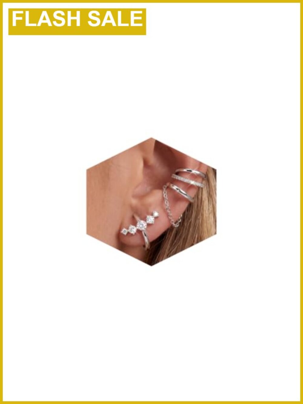 3Pc Ear Cuff Set Non Piercing Stainless Steel Clip On Earrings Women